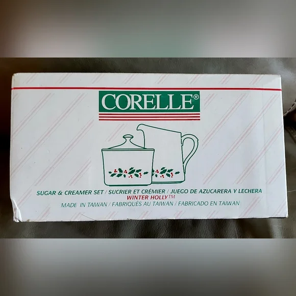 Corning Corelle Winter Holly Sugar Creamer Set Christmas Holiday New Condition - Picture 6 of 6